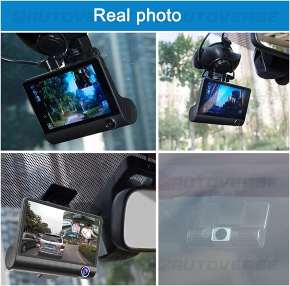 204.Dashcam Maroc 4 pouces FHD 1080P voiture DVR caméra 3 lentille.